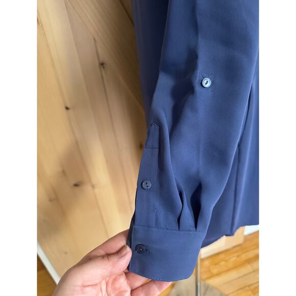 The Savile Row Co. London | Mandarin Collar Chiffon Blue Shirt Dress  | Size 2 - Picture 5 of 13